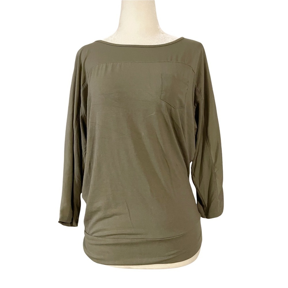 Chicos Collection Women’s Kylie 3/4 Top Shirt Green Fatigue Size 0